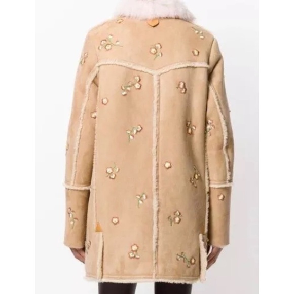 Coach Shearling Drifter Coat Floral Embroidered Runway  EUC - Picture 2 of 16